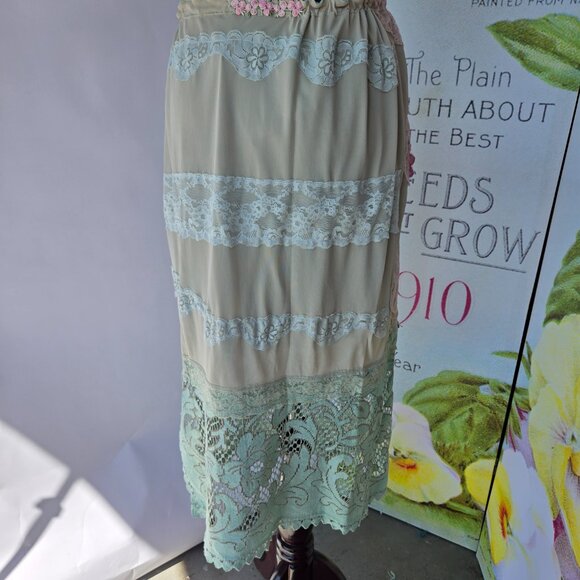 Sage Green Lace Maxi Skirt | Roselani Jasmin | Size Medium - Large - Picture 8 of 11